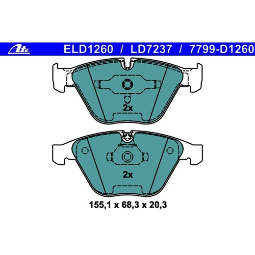 ATE Ceramic Front Disc Brake Pad Set 34116794917 LD7237