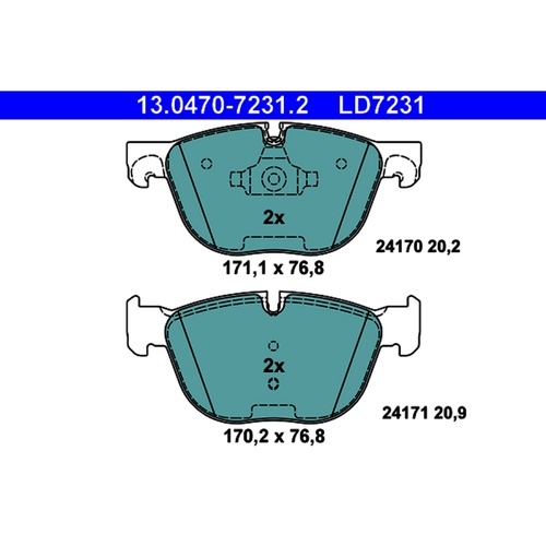 ATE Ceramic Front Disc Brake Pad Set 34116852253 LD7231
