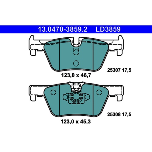 ATE Ceramic Rear Disc Brake Pad Set 34206873094 LD3859