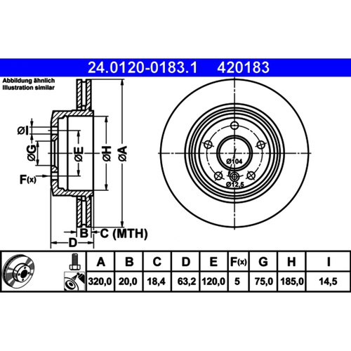 alleuro.com: ATE Rear Disc Brake Rotor Set 34216864061 420183